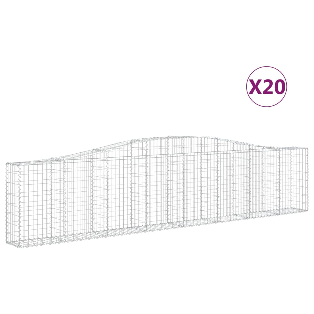 Arched Gabion Baskets 20 pcs 157.5"x11.8"x31.5"/39.4" Galvanized Iron