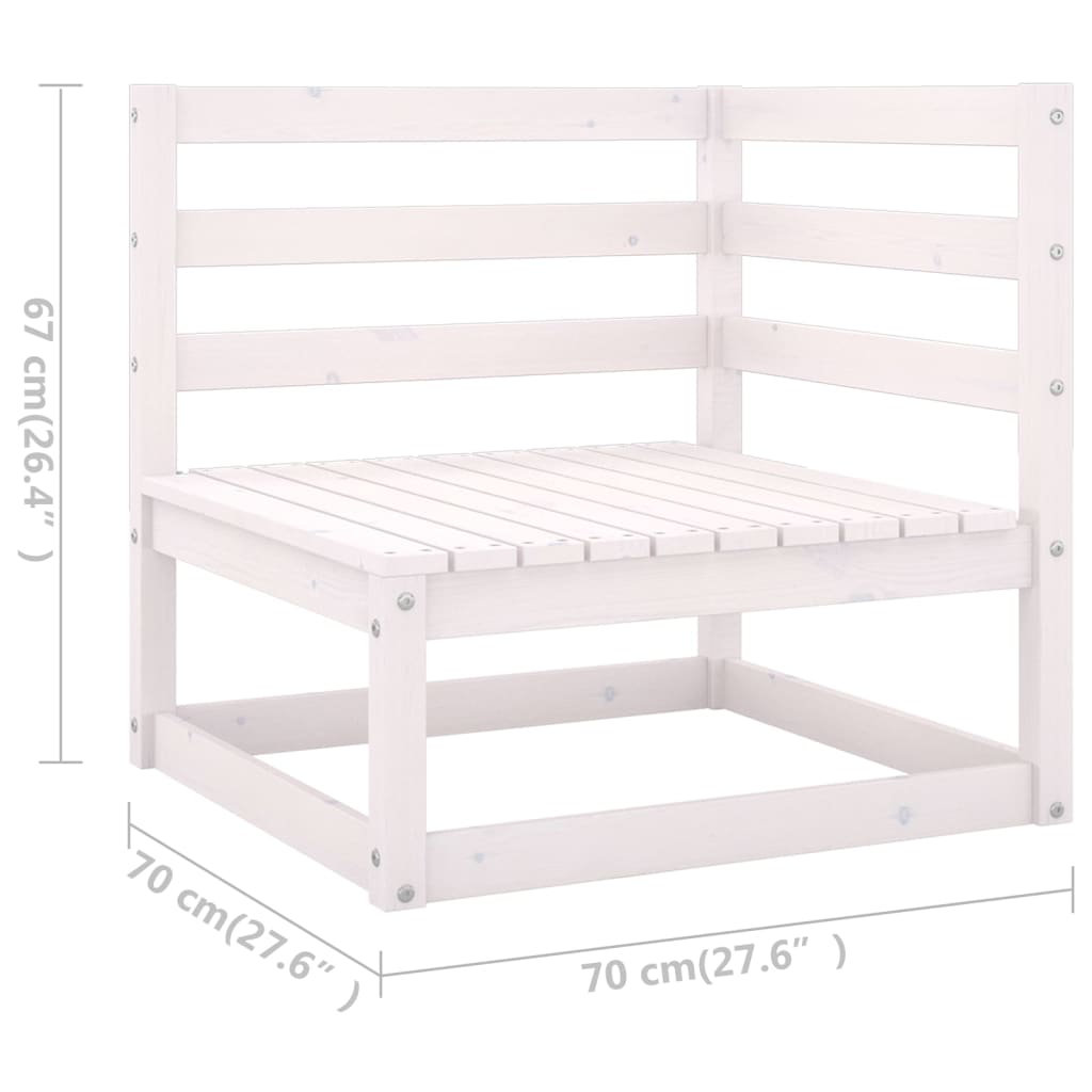 4 Piece Patio Lounge Set White Solid Pinewood