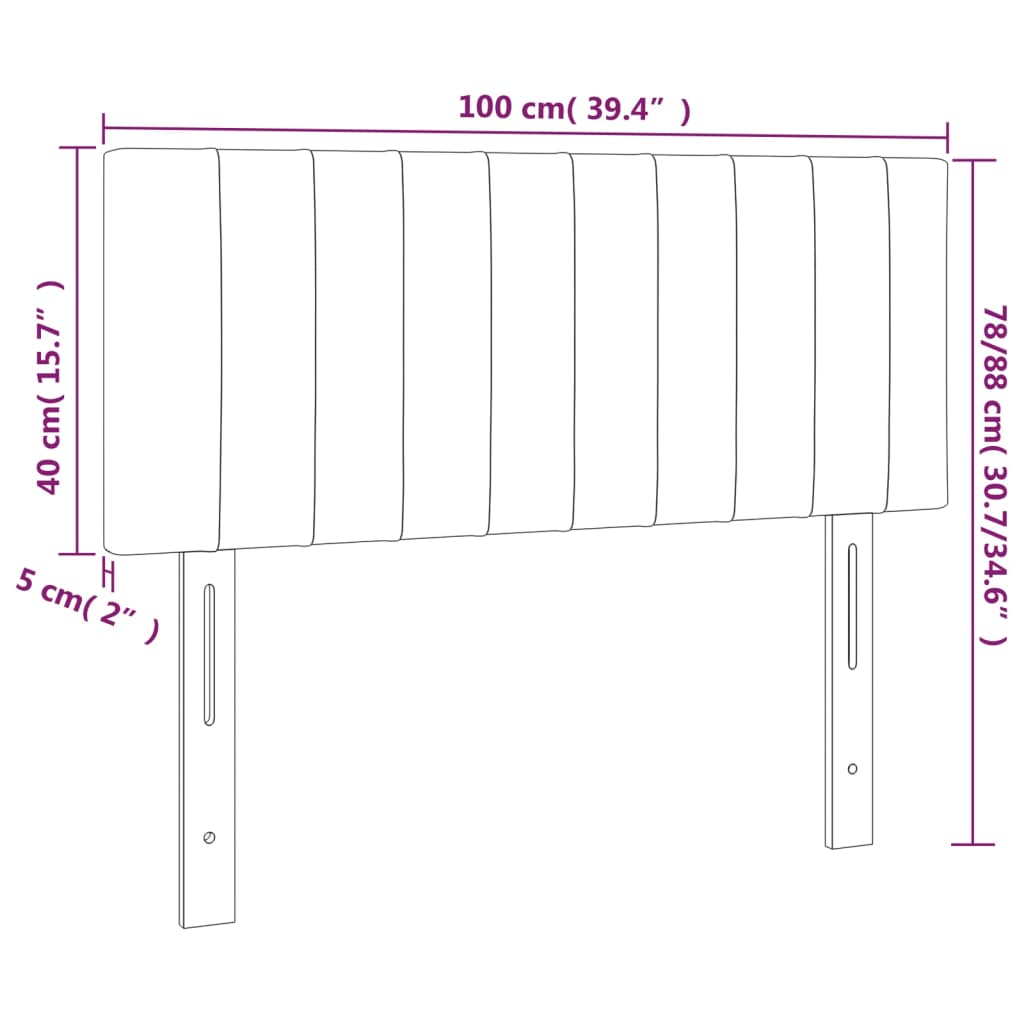 Headboard Light Gray 39.4"x2"x30.7"/34.6" Velvet