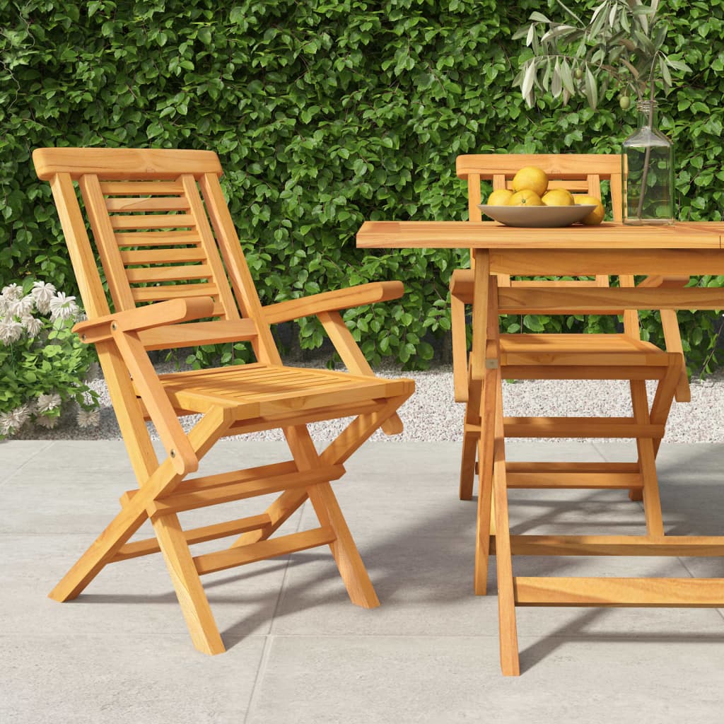 Folding Patio Chairs 2 pcs 22"x24.8"x35.4" Solid Wood Teak