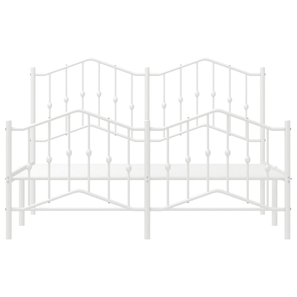 Metal Bed Frame without Mattress with Footboard White 59.1"x78.7"