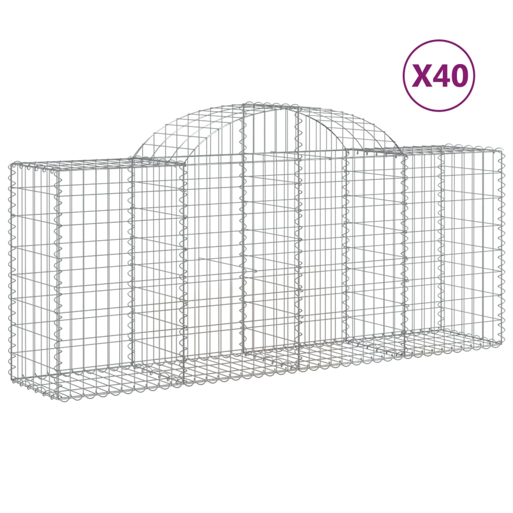 Arched Gabion Baskets 40 pcs 78.7"x19.7"x31.5"/39.4" Galvanized Iron