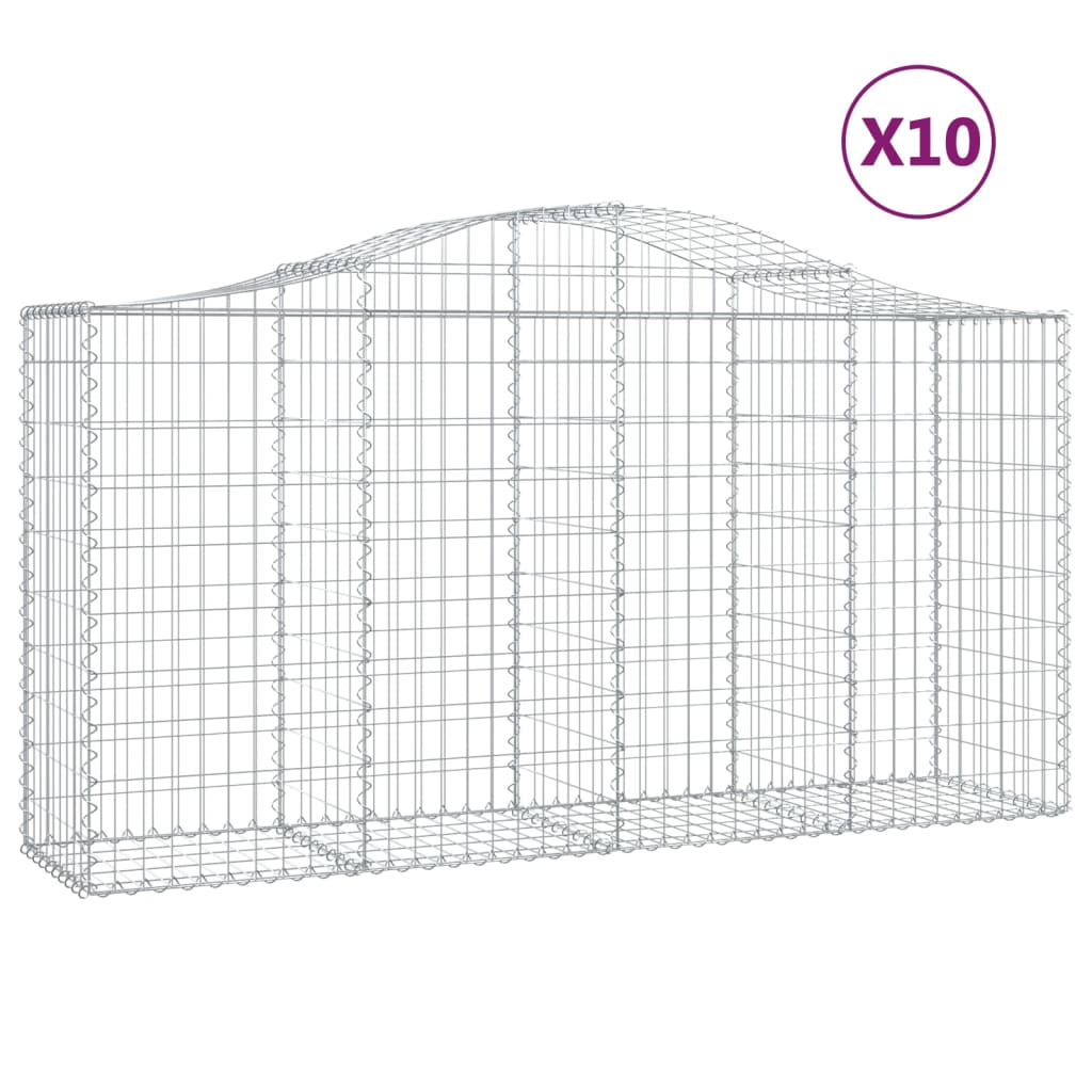 Arched Gabion Baskets 10 pcs 78.7"x19.7"x39.4"/47.2" Galvanized Iron