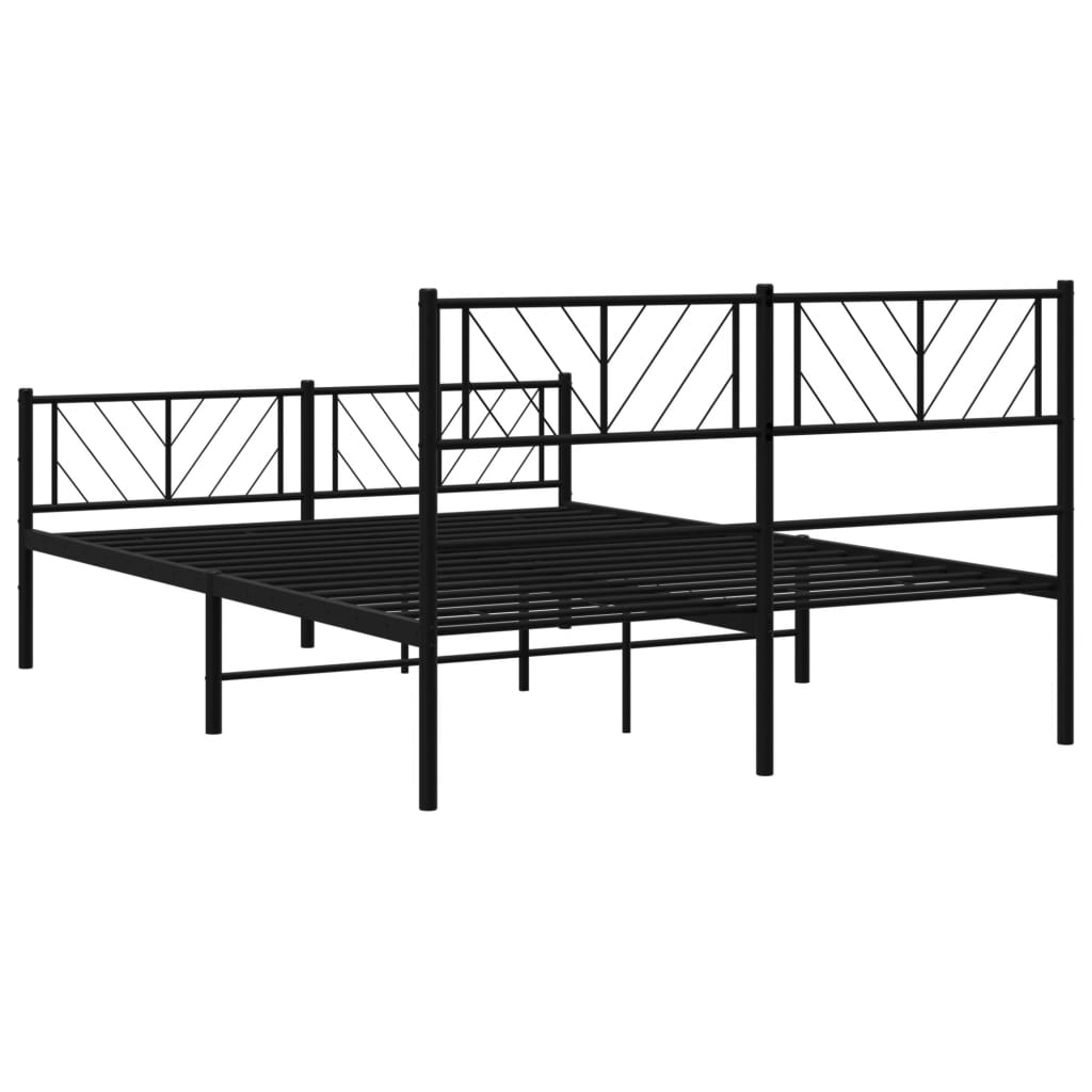 Metal Bed Frame without Mattress with Footboard Black 59.1"x78.7"