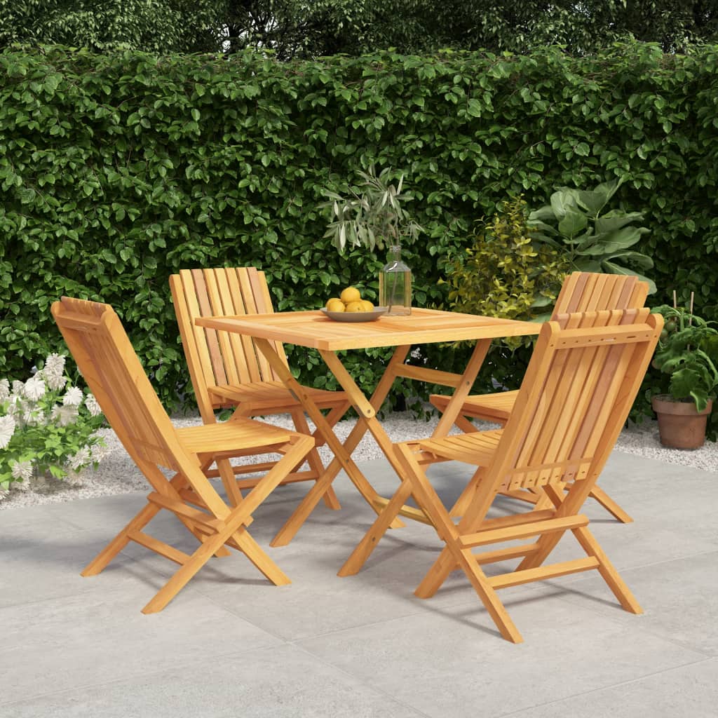 5 Piece Patio Dining Set Solid Wood Teak