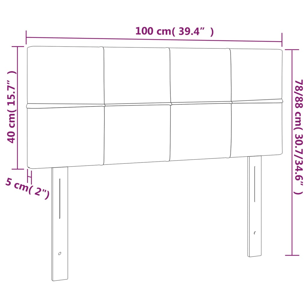 Headboard Dark Gray 39.4"x2"x30.7"/34.6" Fabric