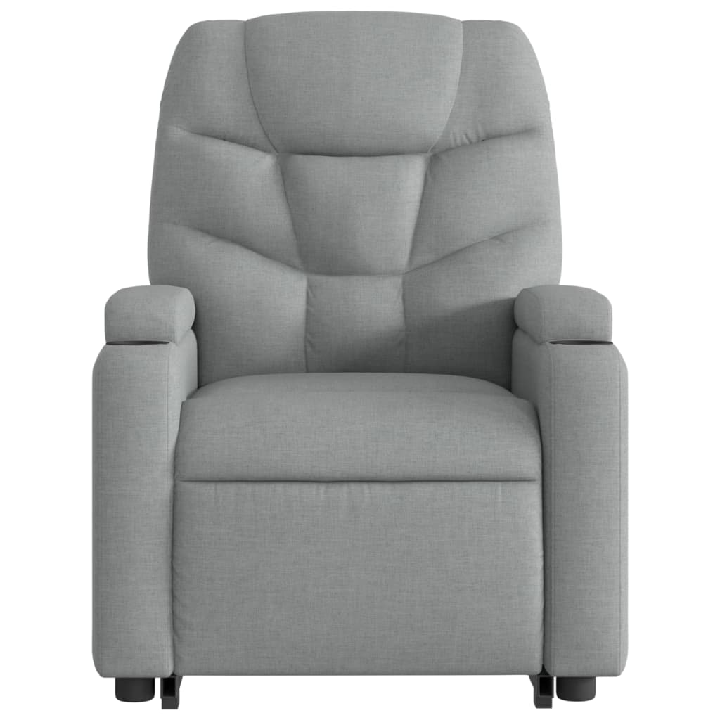 Electric Stand up Massage Recliner Chair Light Gray Fabric