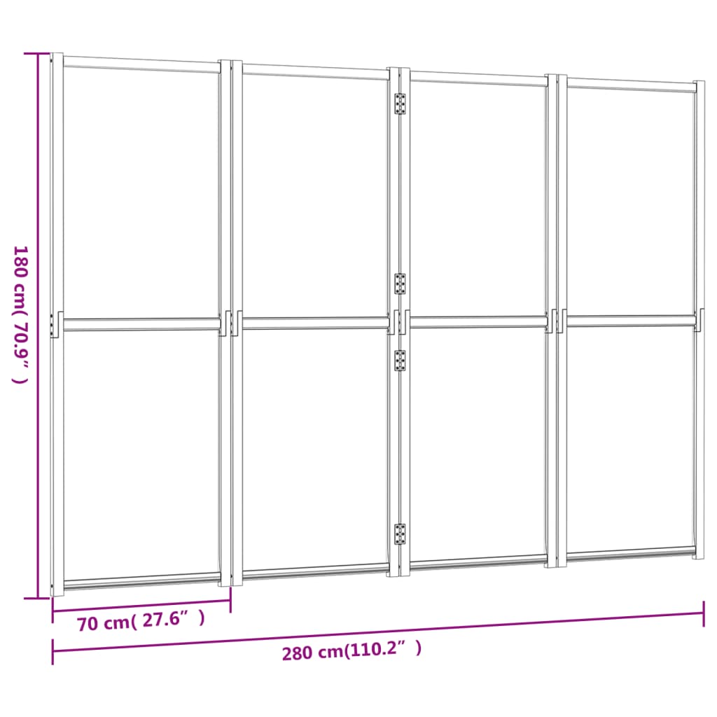 4-Panel Room Divider Cream White 110.2"x70.9"