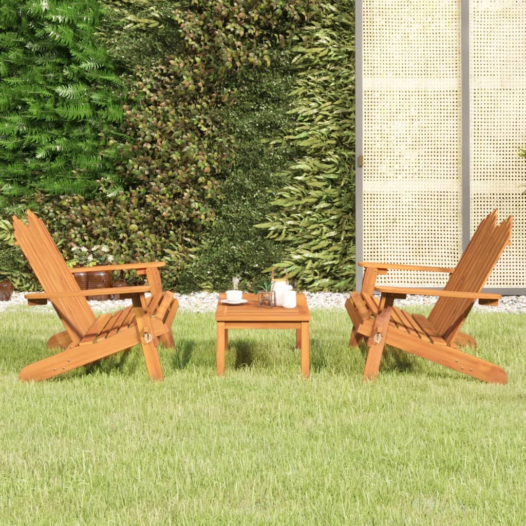 3 Piece Adirondack Patio Lounge Set Solid Wood Acacia