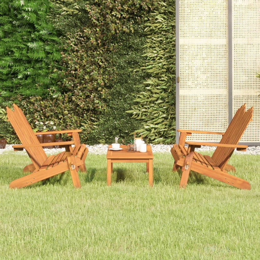 3 Piece Adirondack Patio Lounge Set Solid Wood Acacia