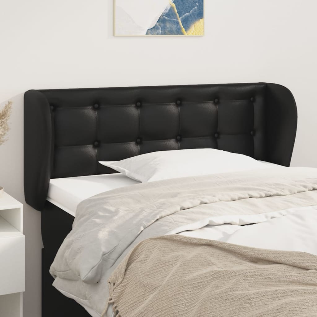 Headboard with Ears Black 40.6"x9.1"x30.7"/34.6" Faux Leather