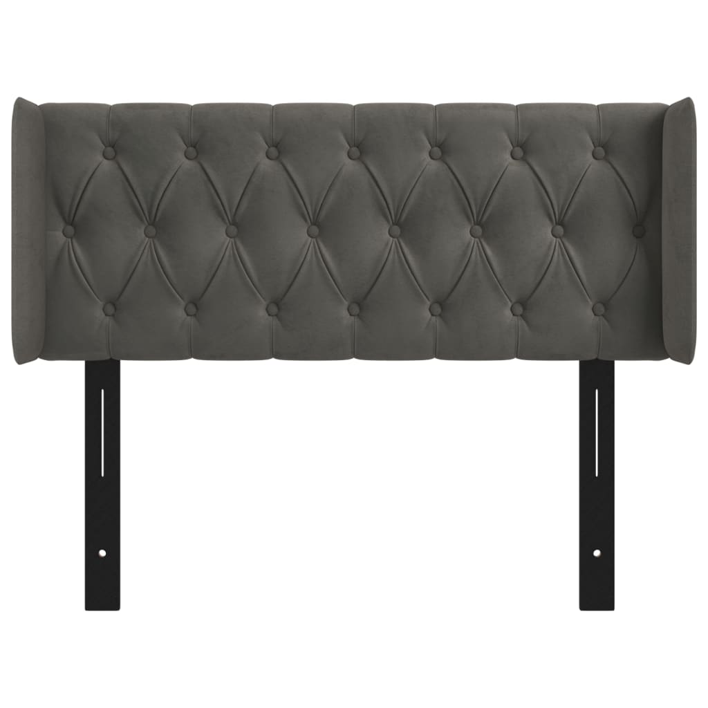 Headboard with Ears Dark Gray 40.6"x6.3"x30.7"/34.6" Velvet