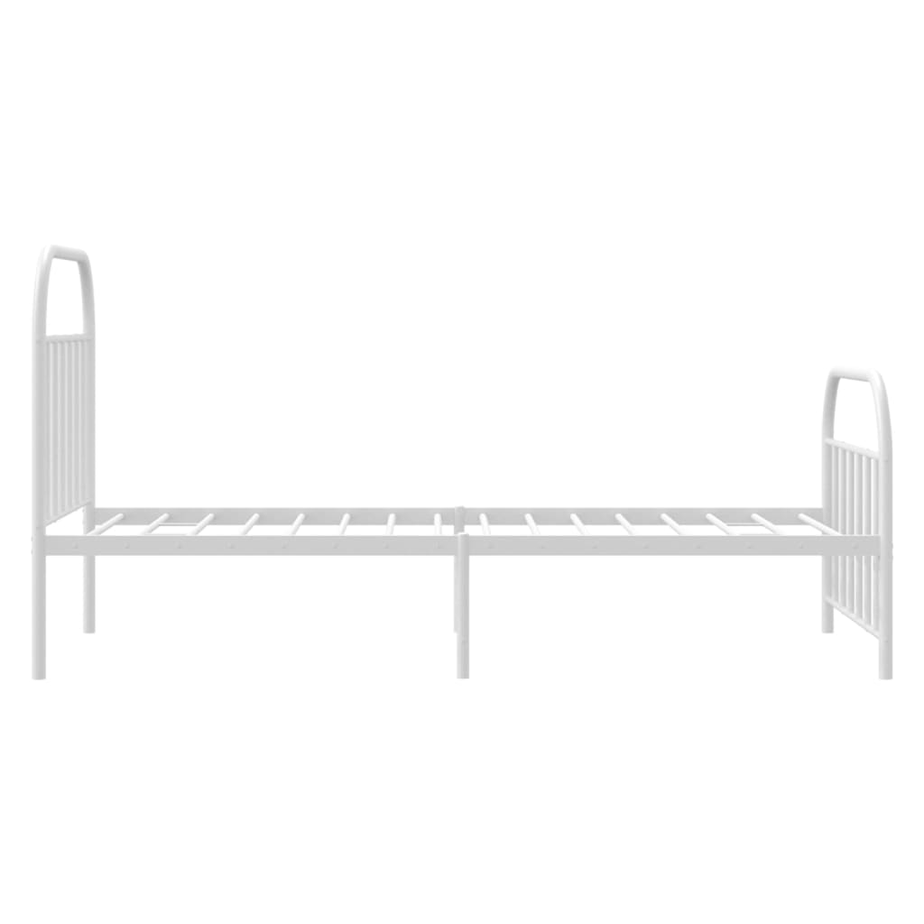 Metal Bed Frame without Mattress with Footboard White 39.4"x74.8"