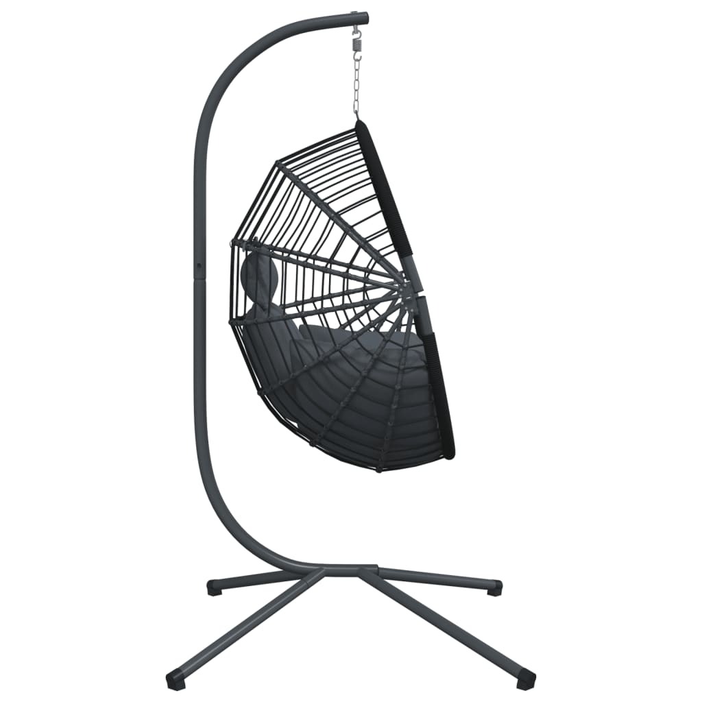 Hanging Egg Chair with Stand Anthracite Rattan and Steel