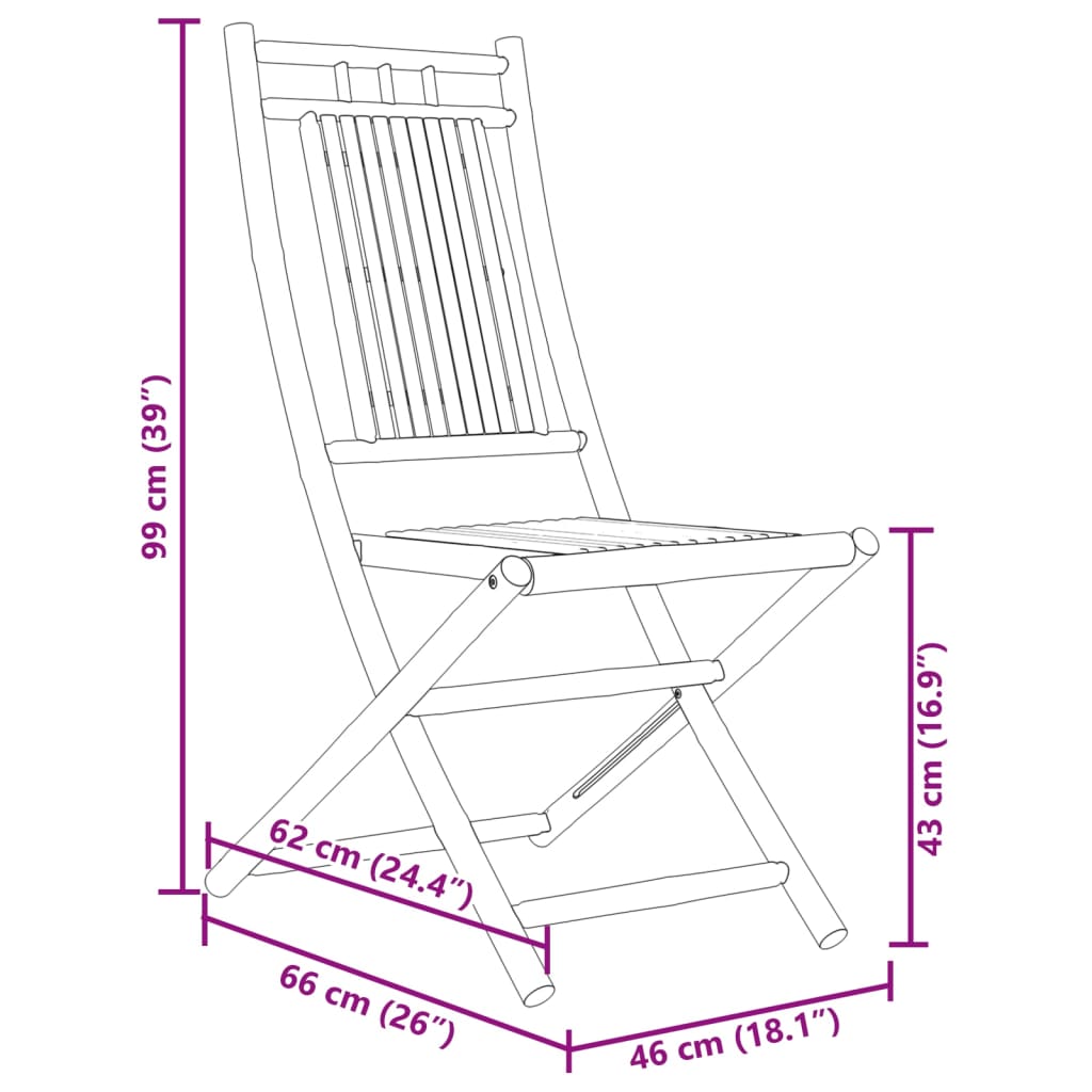 Folding Patio Chairs 8 pcs 18.1"x26"x39" Bamboo