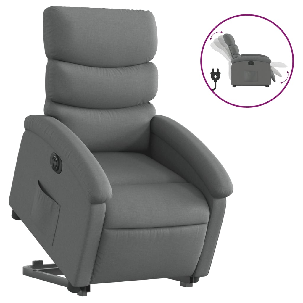 Electric Stand up Recliner Chair Dark Gray Fabric