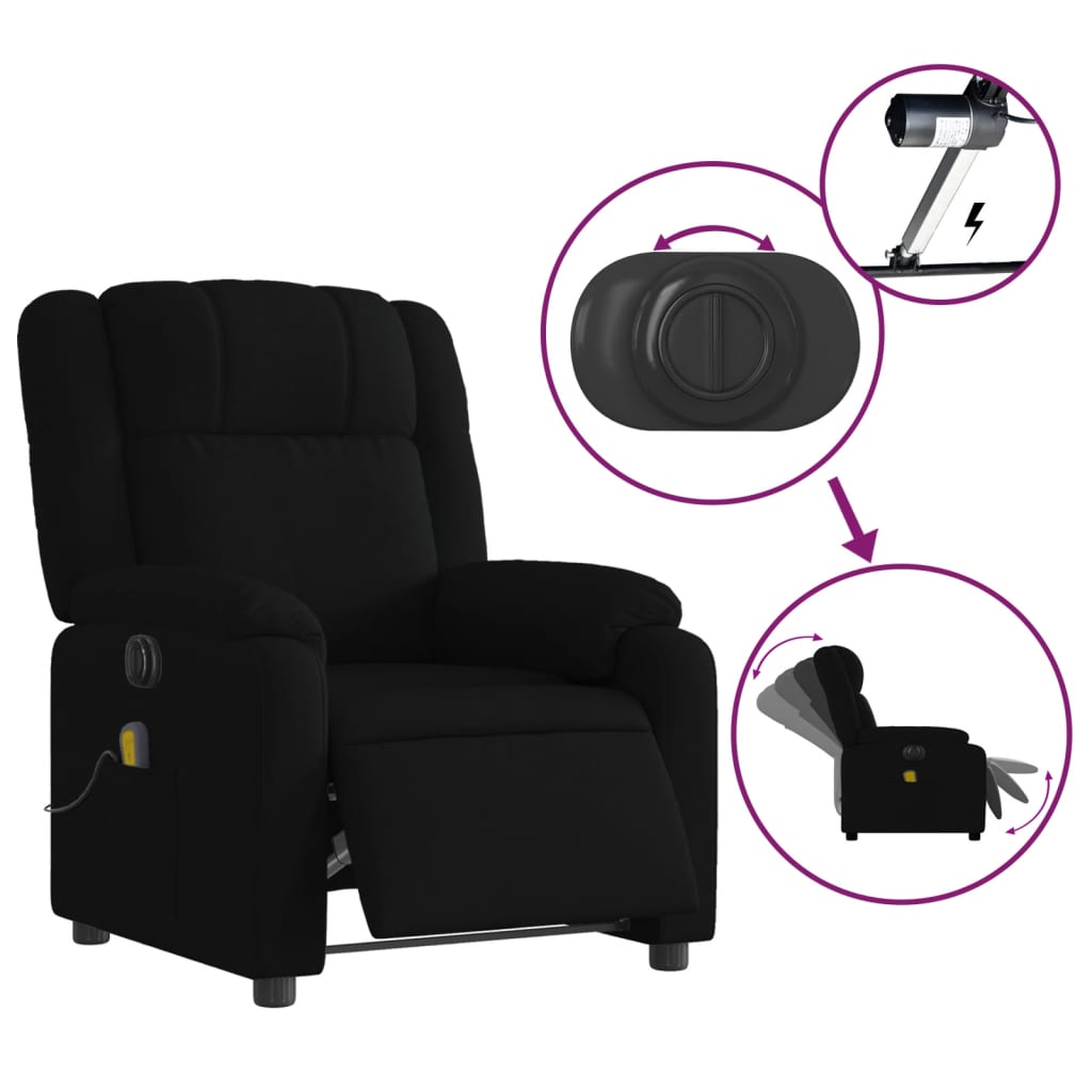 Electric Massage Recliner Chair Black Fabric