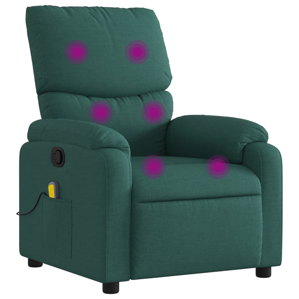 Massage Recliner Chair Dark Green Fabric