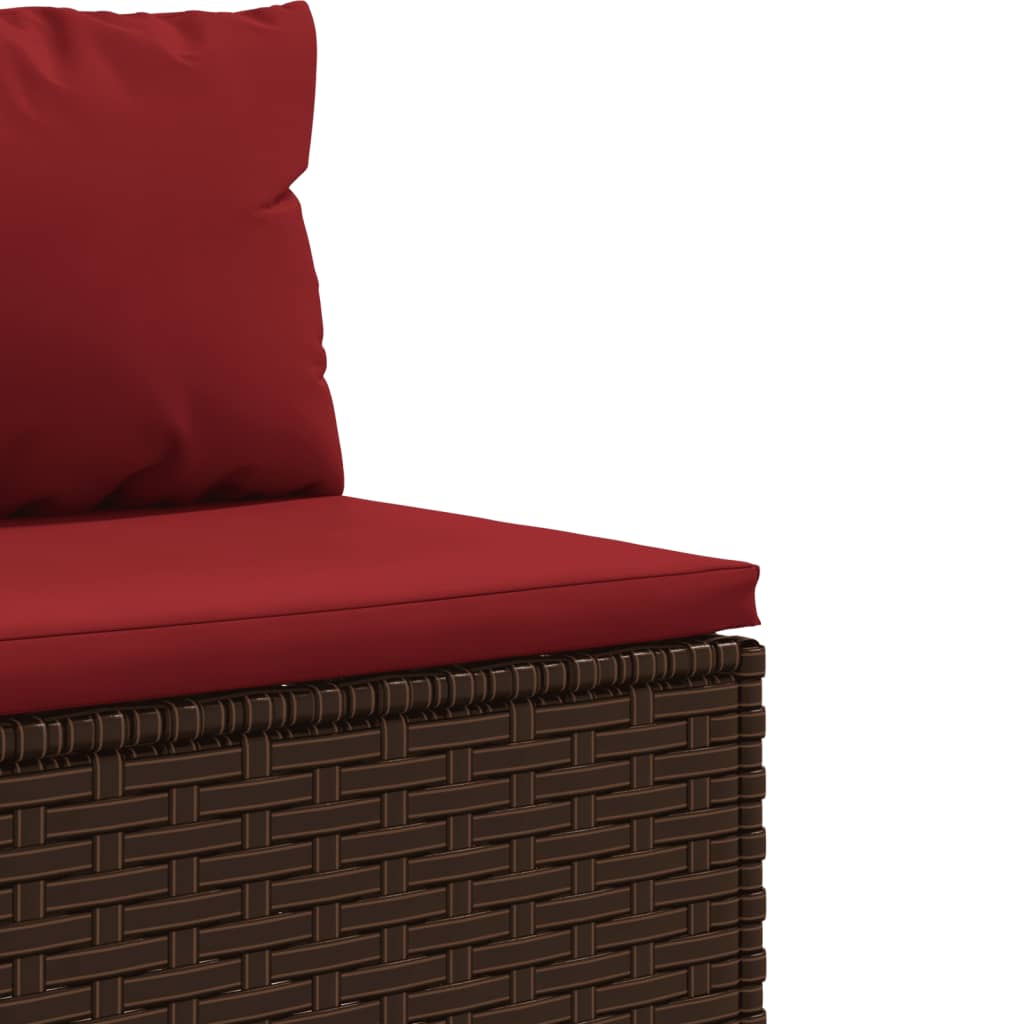 6 Piece Patio Lounge Set with Cushions Brown Poly Rattan