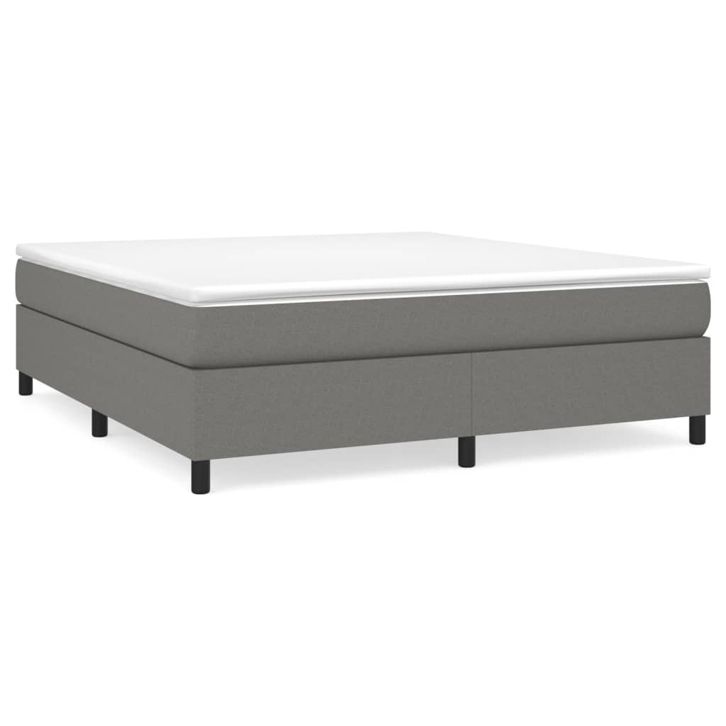 Box Spring Bed with Mattress Dark Gray 76"x79.9" King Fabric