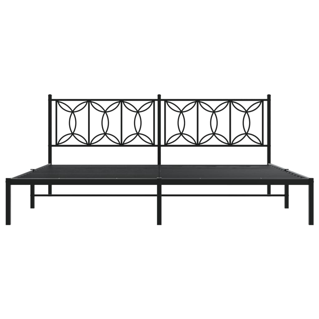 Metal Bed Frame without Mattress with Headboard Black 76"x79.9"