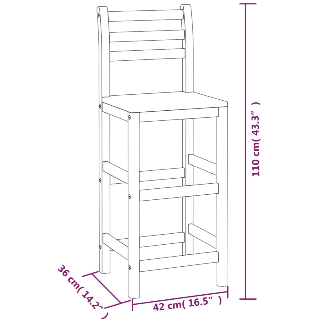 Bar Stools 8 pcs Solid Wood Acacia