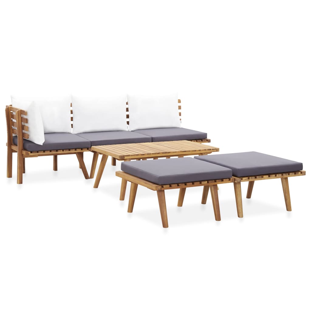 6 Piece Patio Lounge Set Solid Wood Acacia