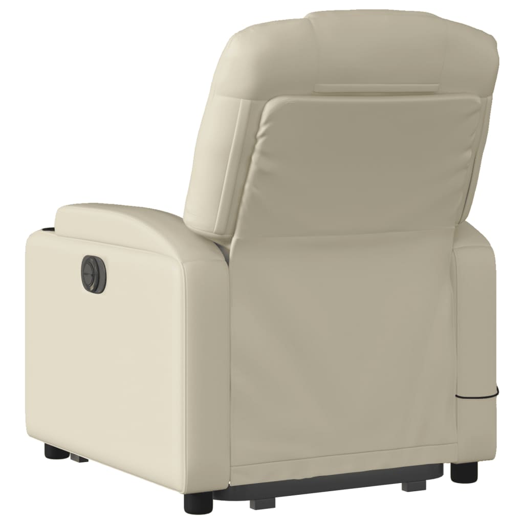 Stand up Massage Recliner Chair Cream Faux Leather