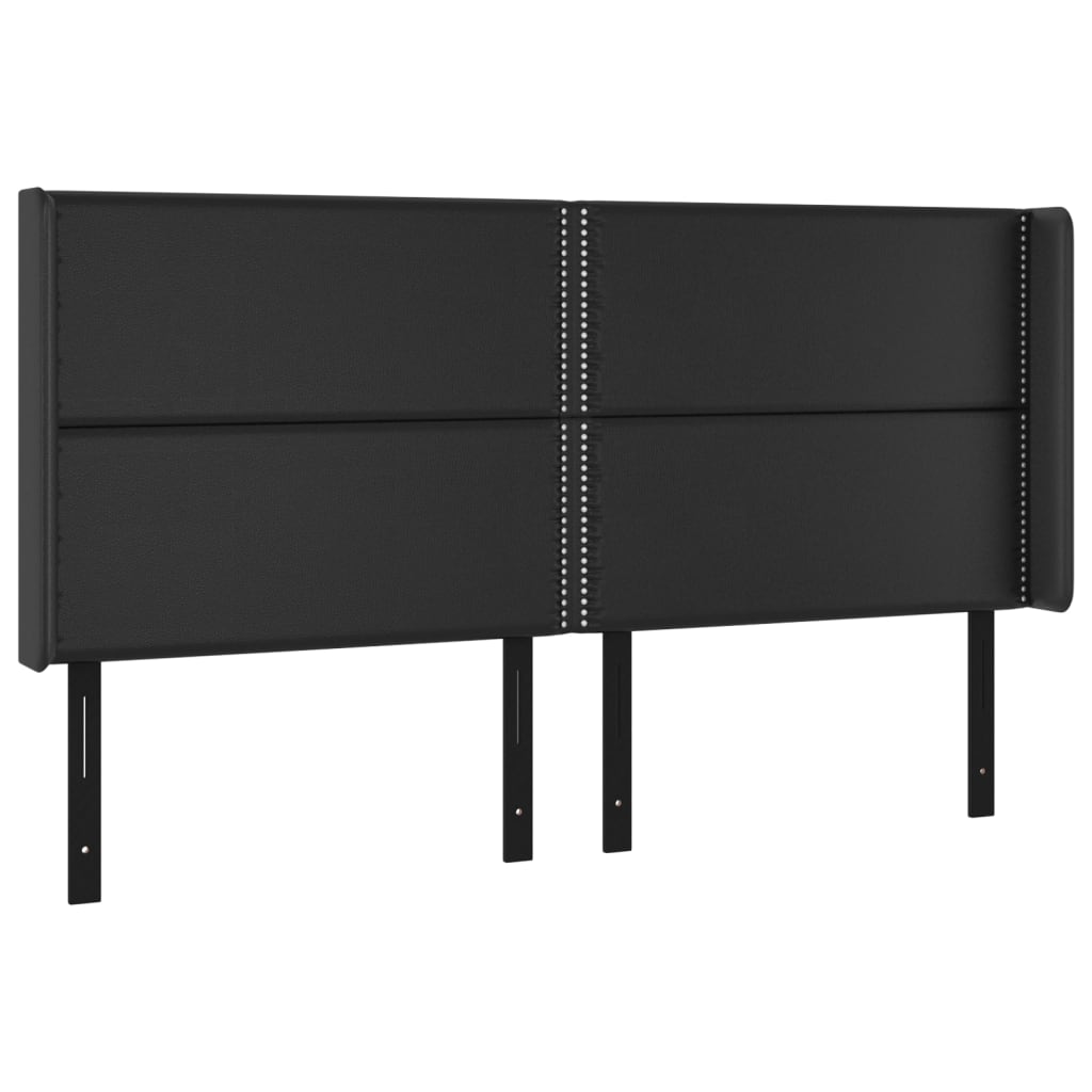 Headboard with Ears Black 79.9"x6.3"x46.5"/50.4" Faux Leather