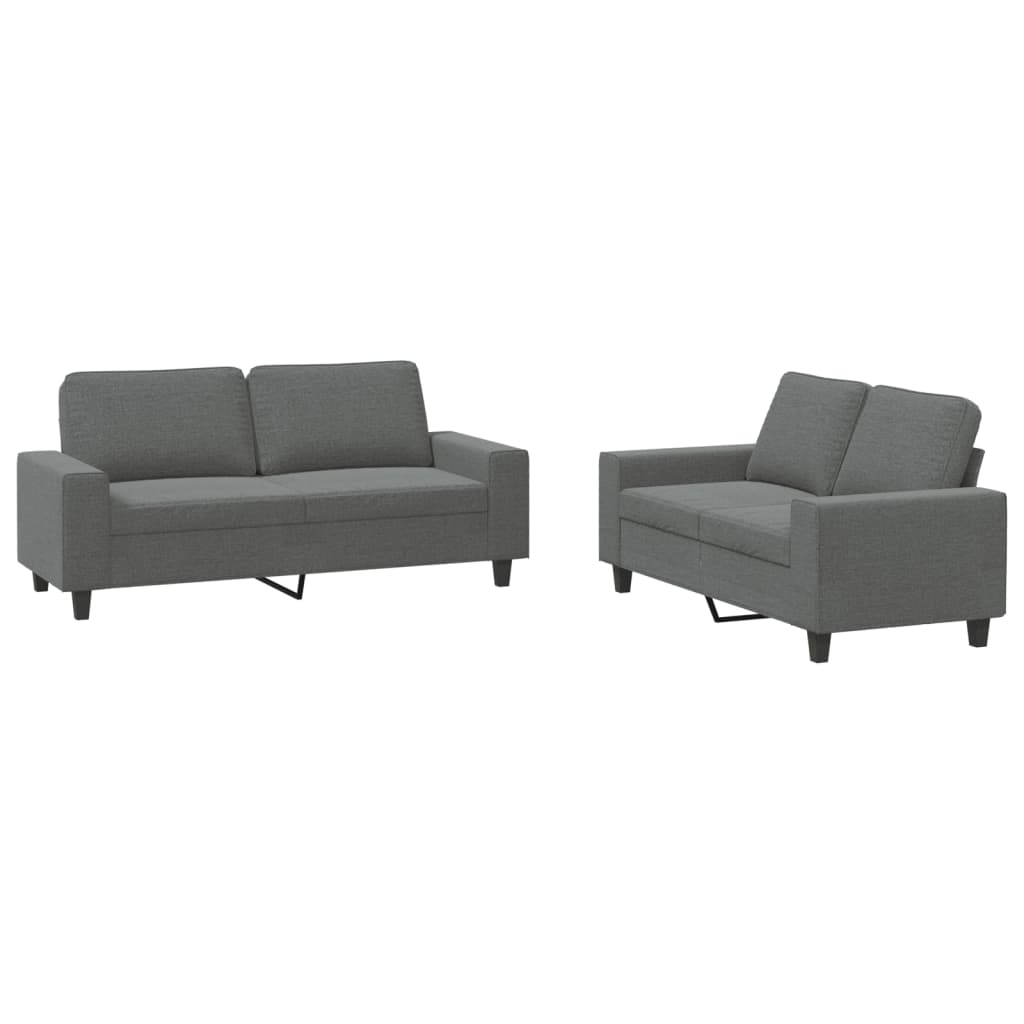 2 Piece Sofa Set Dark Gray Fabric