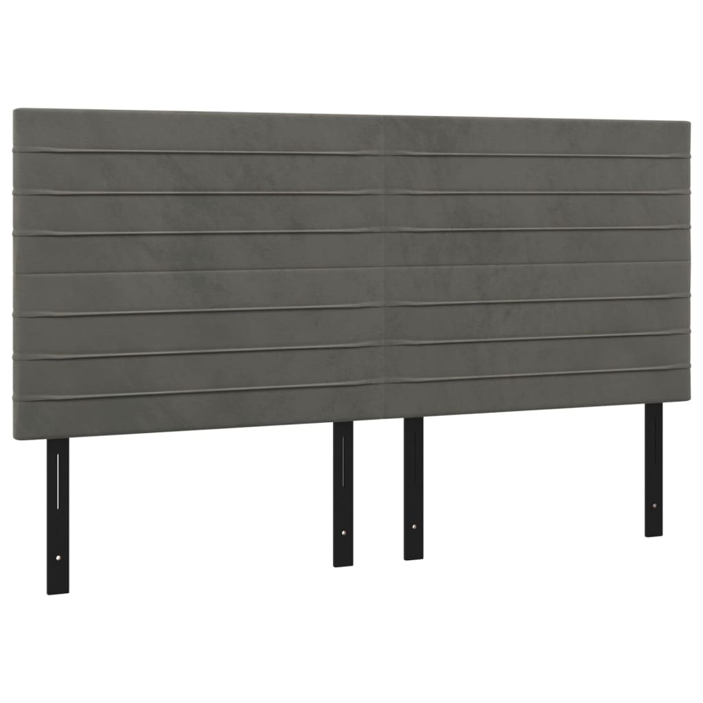 LED Headboard Dark Gray 63"x2"x46.5"/50.4" Velvet