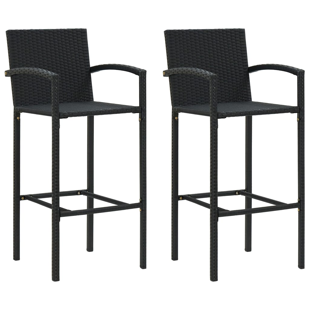 3 Piece Patio Bar Set Black Poly Rattan