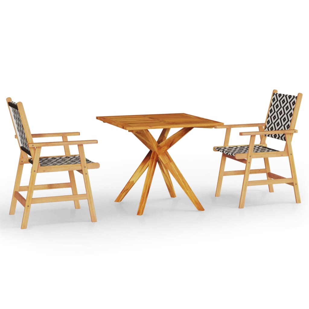 3 Piece Patio Dining Set Solid Wood Acacia