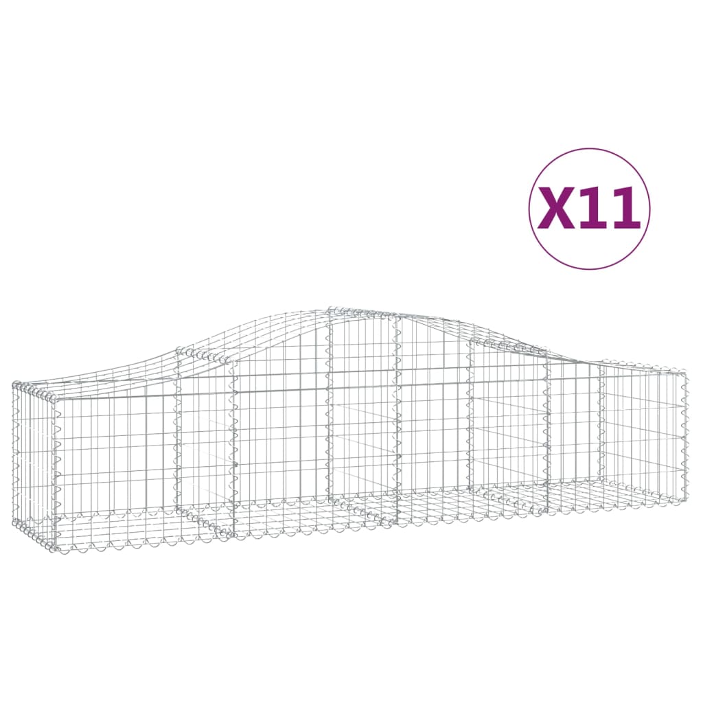 Arched Gabion Baskets 11 pcs 78.7"x19.7"x15.7"/23.6" Galvanized Iron