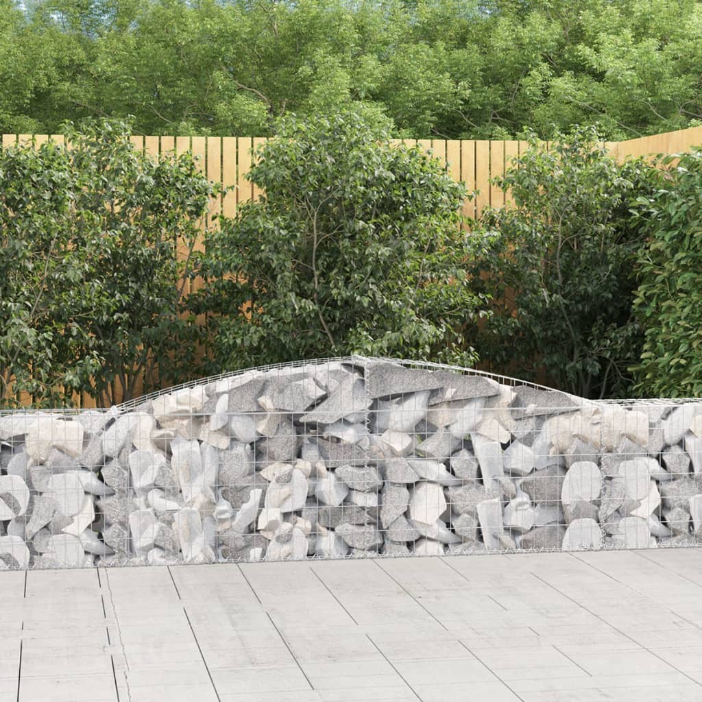 Arched Gabion Baskets 7 pcs 157.5"x11.8"x23.6"/31.5" Galvanized Iron