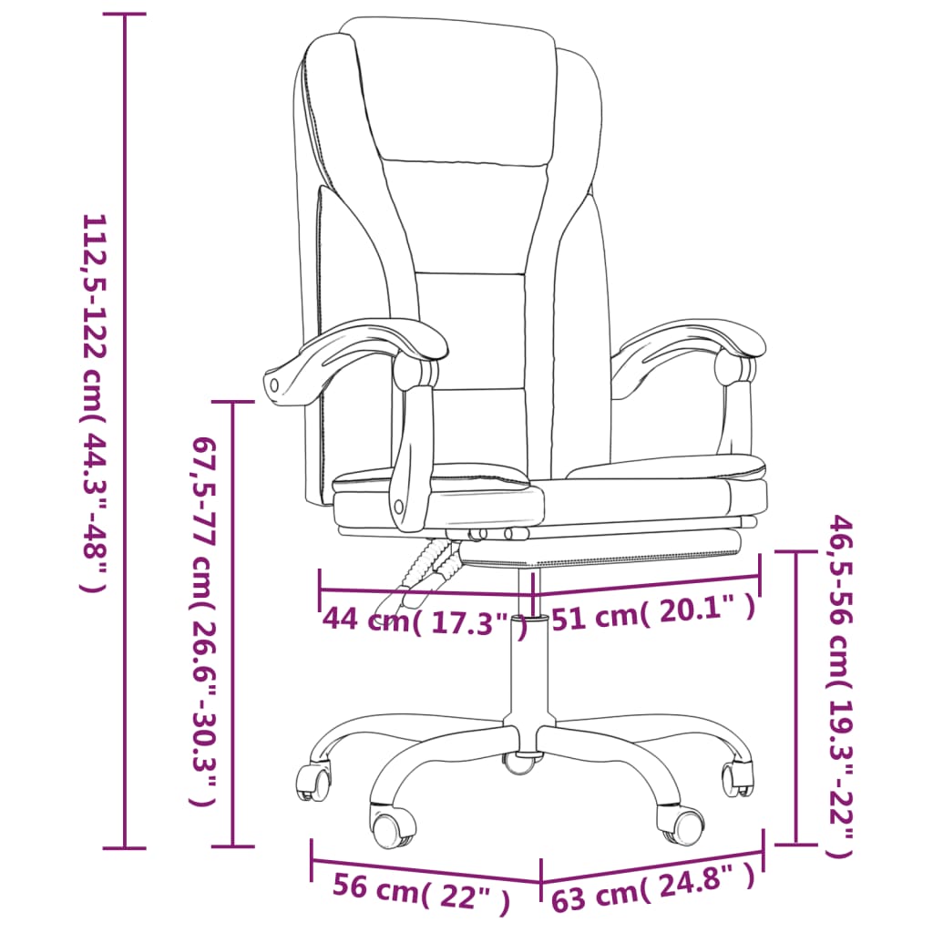 Reclining Office Chair Dark Gray Fabric