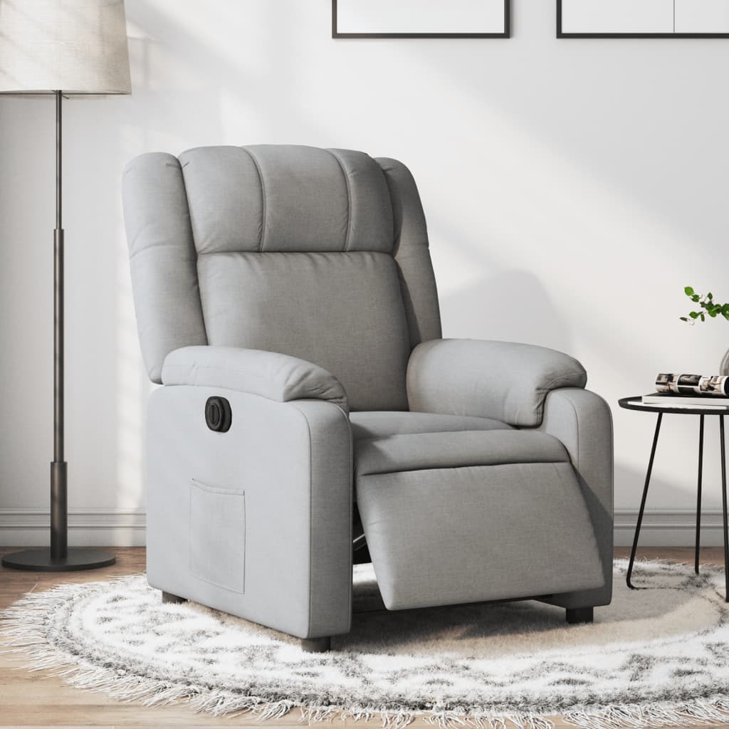 Electric Recliner Chair Light Gray Fabric