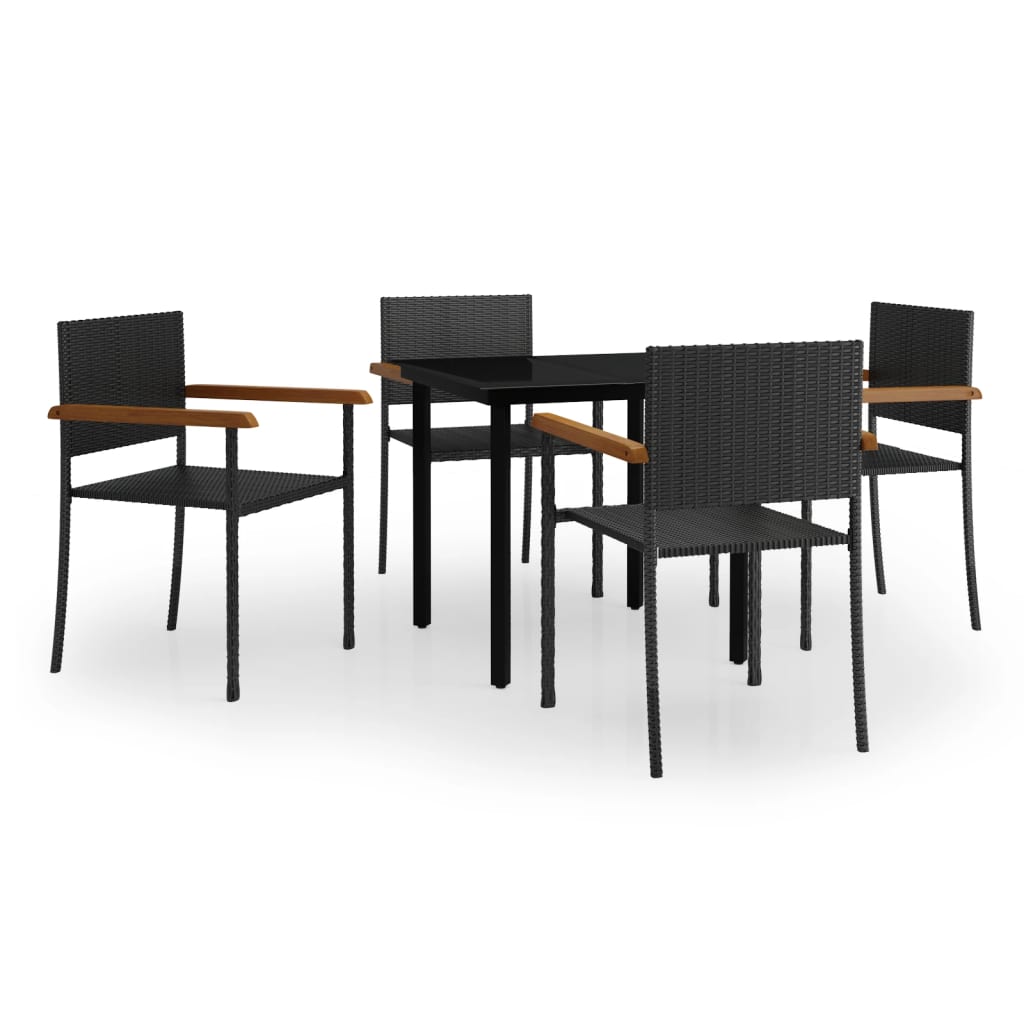 5 Piece Patio Dining Set Black