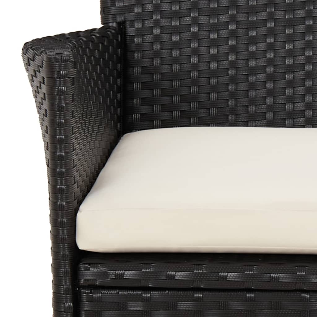 Patio Chairs with Cushions 4 pcs Poly Rattan Black