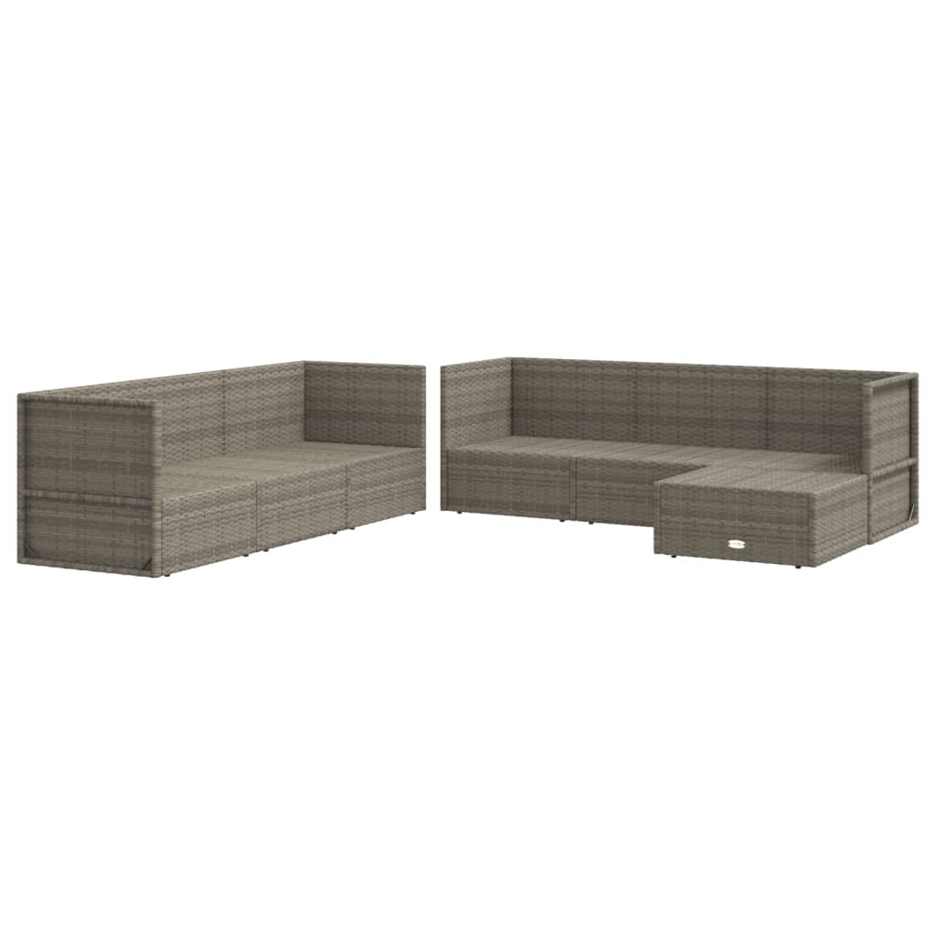 7 Piece Patio Lounge Set with Cushions Gray Poly Rattan