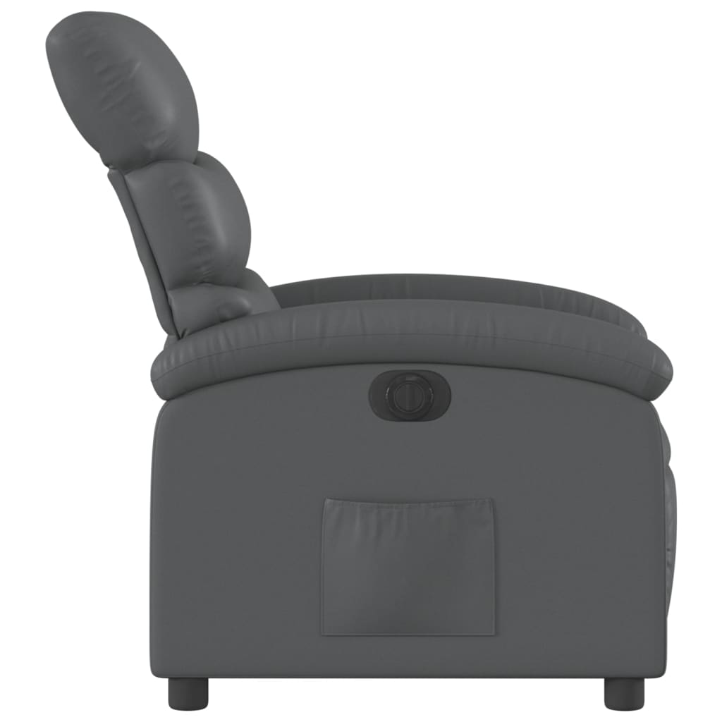 Electric Recliner Chair Gray Faux Leather