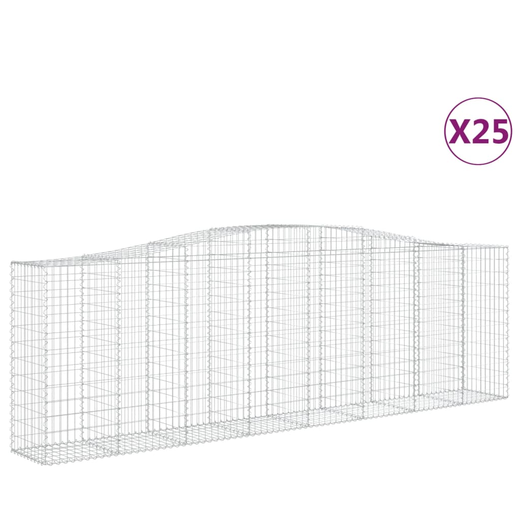 Arched Gabion Baskets 25 pcs 157.5"x19.7"x47.2"/55.1" Galvanized Iron