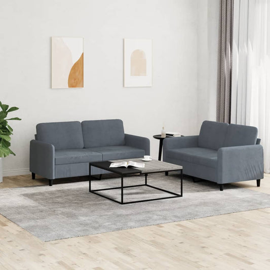 2 Piece Sofa Set Dark Gray Velvet