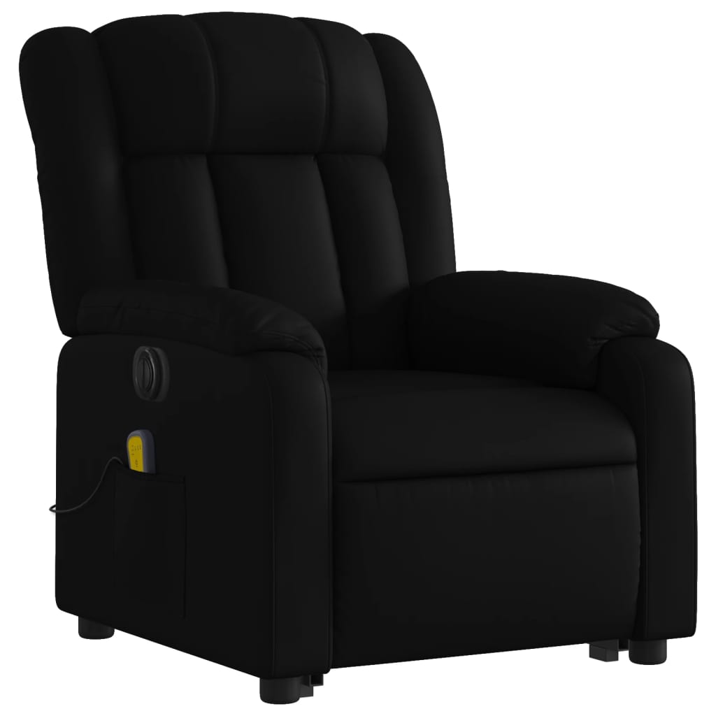 Electric Stand up Massage Recliner Chair Black Faux Leather