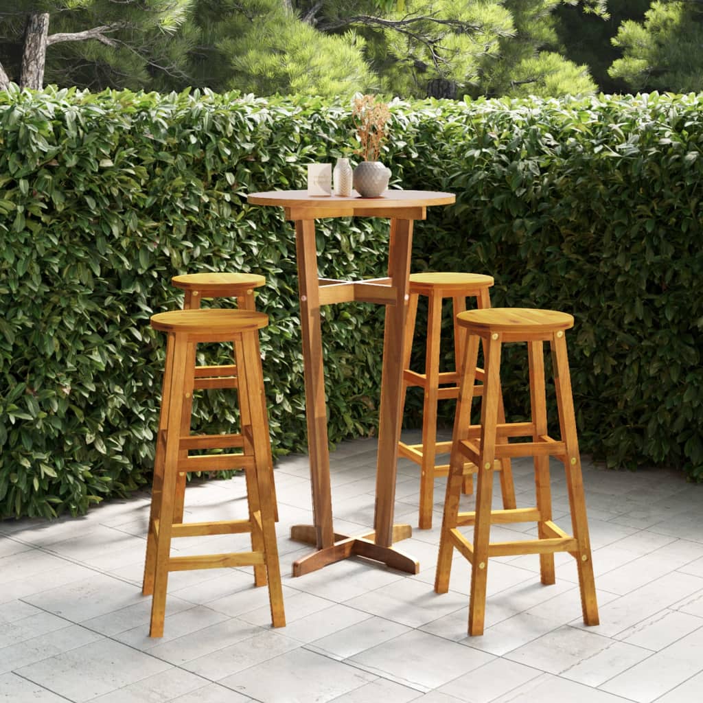 5 Piece Patio Bar Set Solid Wood Acacia