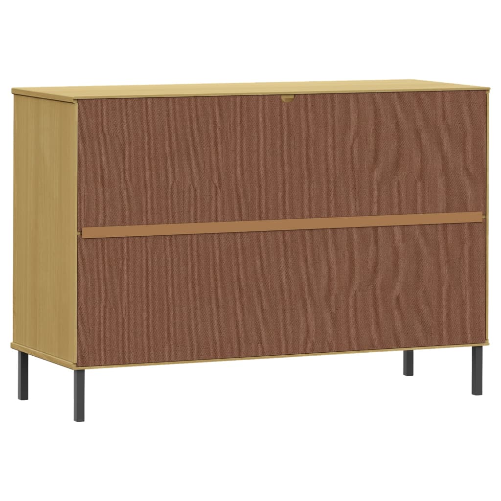 Sideboard with Metal Legs Brown 44.5"x15.7"x30.3" Solid Wood OSLO