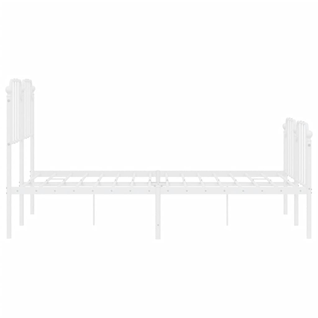 Metal Bed Frame without Mattress with Footboard White 59.1"x78.7"