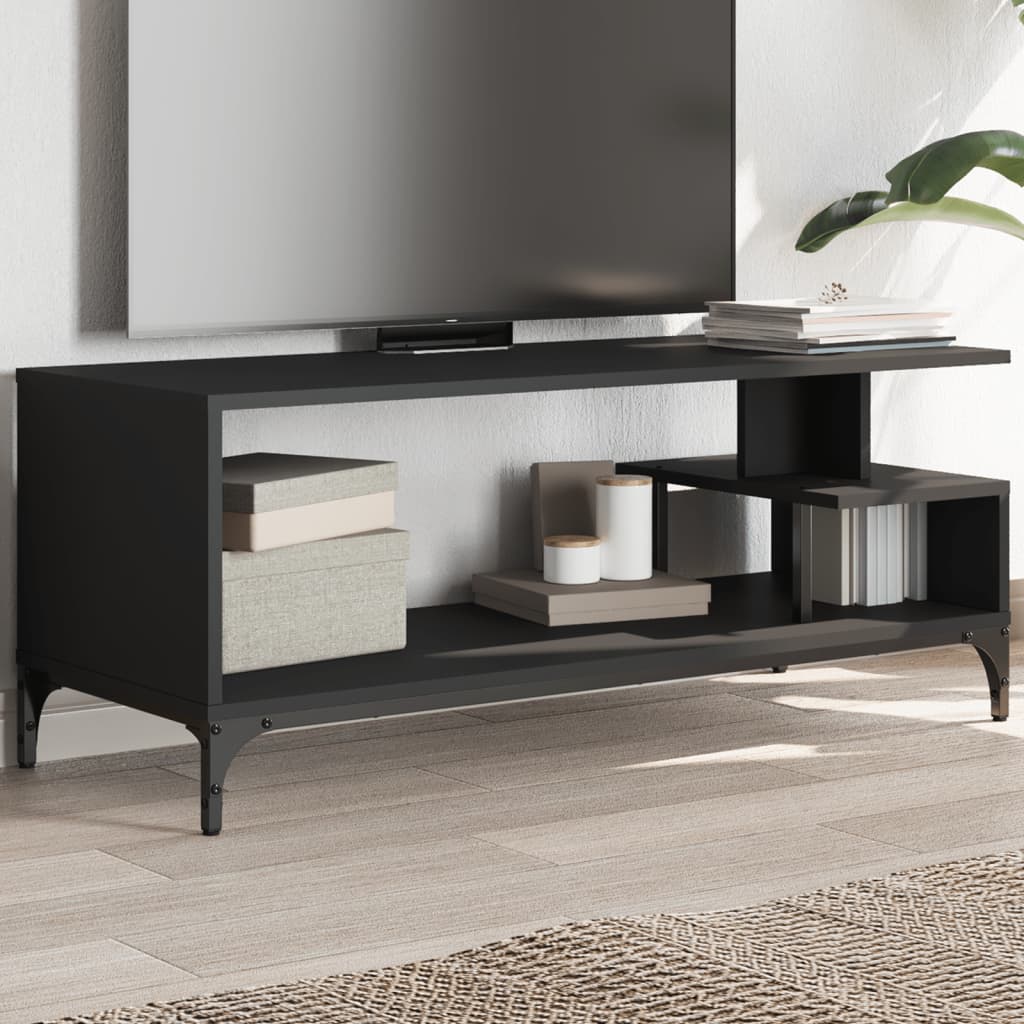 TV Stand Smoked Oak 40.2"x15.7"x16.1" Engineered Wood and Powder-coated Steel