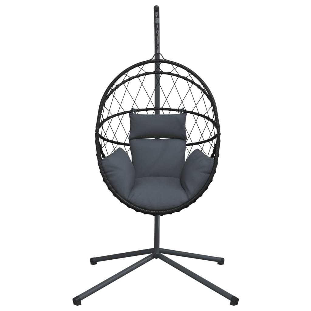 Hanging Egg Chair with Stand Anthracite Rattan and Steel