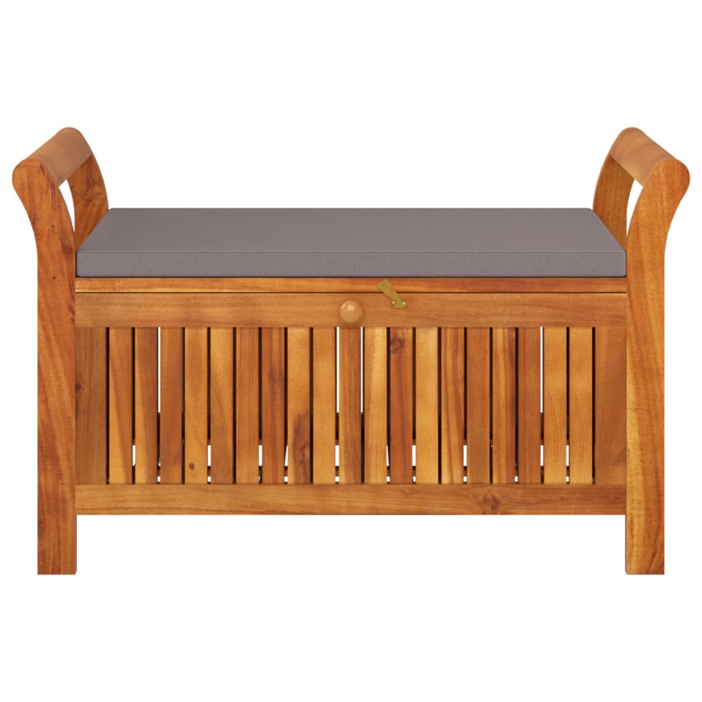 Patio Storage Bench with Cushion 35.8" Solid Wood Acacia